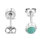  Turquoise Oval Silver Stud Earrings, e345